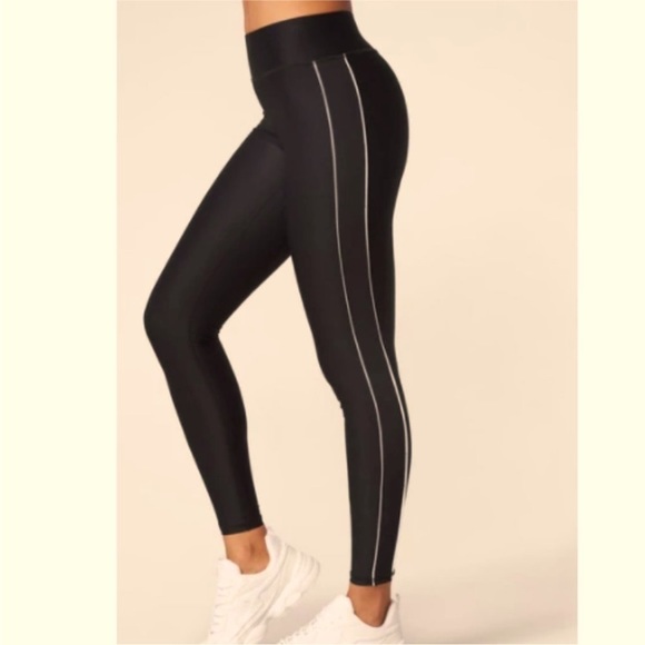 Terez Pants - Terez Glow Gear Reflective Piping Tall Band Compression Leggings Black. …